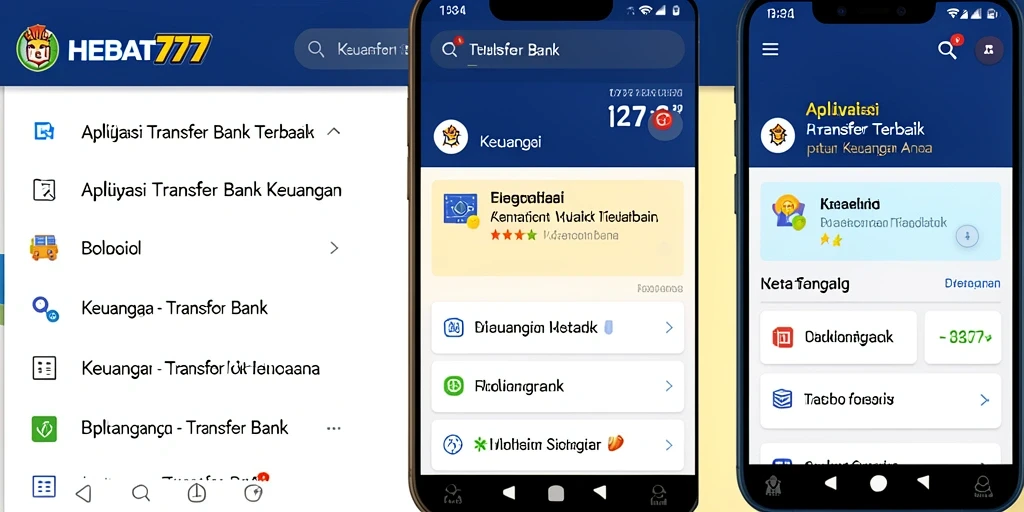 Antarmuka aplikasi HEBAT777 untuk transfer bank yang mudah dan cepat.