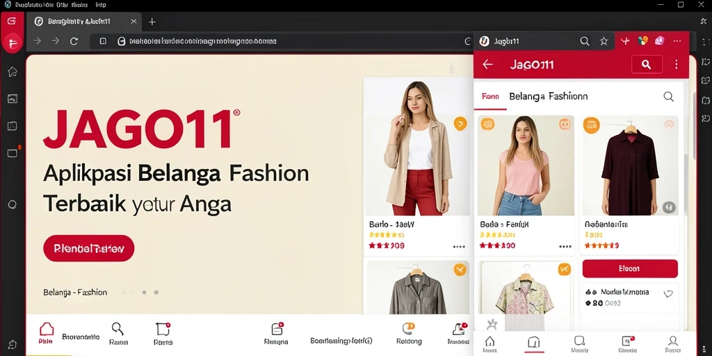 Tampilan antarmuka aplikasi JAGO11 dengan berbagai pilihan fashion.