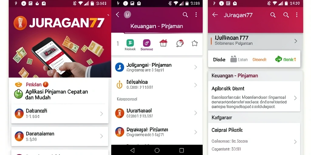 Tampilan antarmuka sederhana aplikasi JURAGAN77 untuk pengajuan pinjaman.