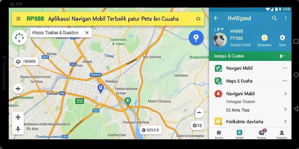Antarmuka RP888 yang ramah pengguna untuk navigasi mobil.