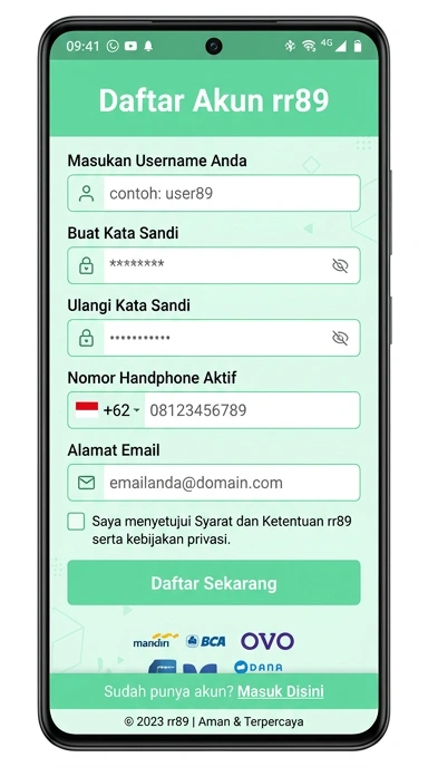 Cara Mudah Buat Akun Baru rr89 untuk Android