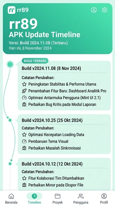 Riwayat Versi rr89 untuk Pengguna Android